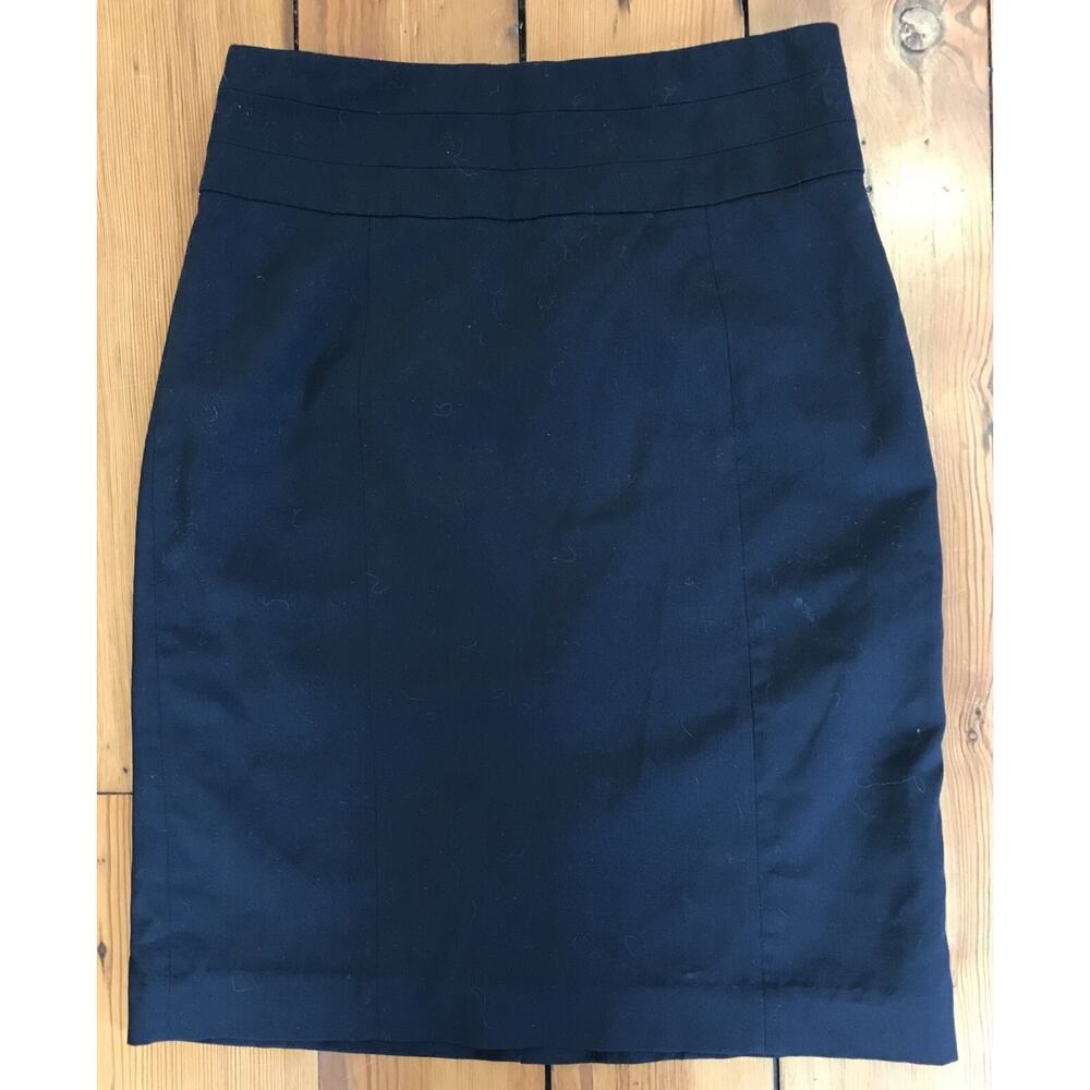 H&M Black Knee Length Straight Pencil Skirt 8 38 Wool Blend Modern Classic